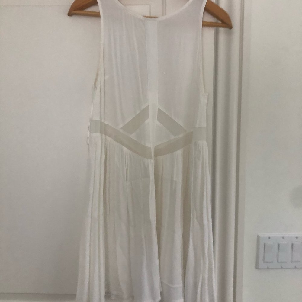 White Dress With Sheer Detailing, Zippered Back